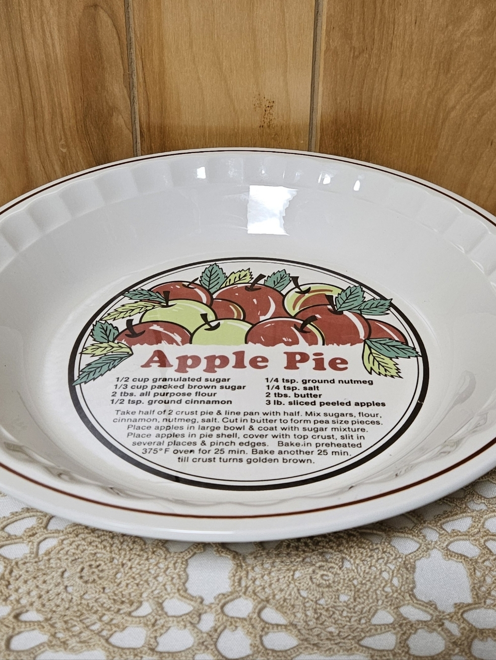 Sunnycraft Sunstone Collection Pie Dish Bakers Apple Pie Recipe Plate 11" #11011 - Picture 3 of 4
